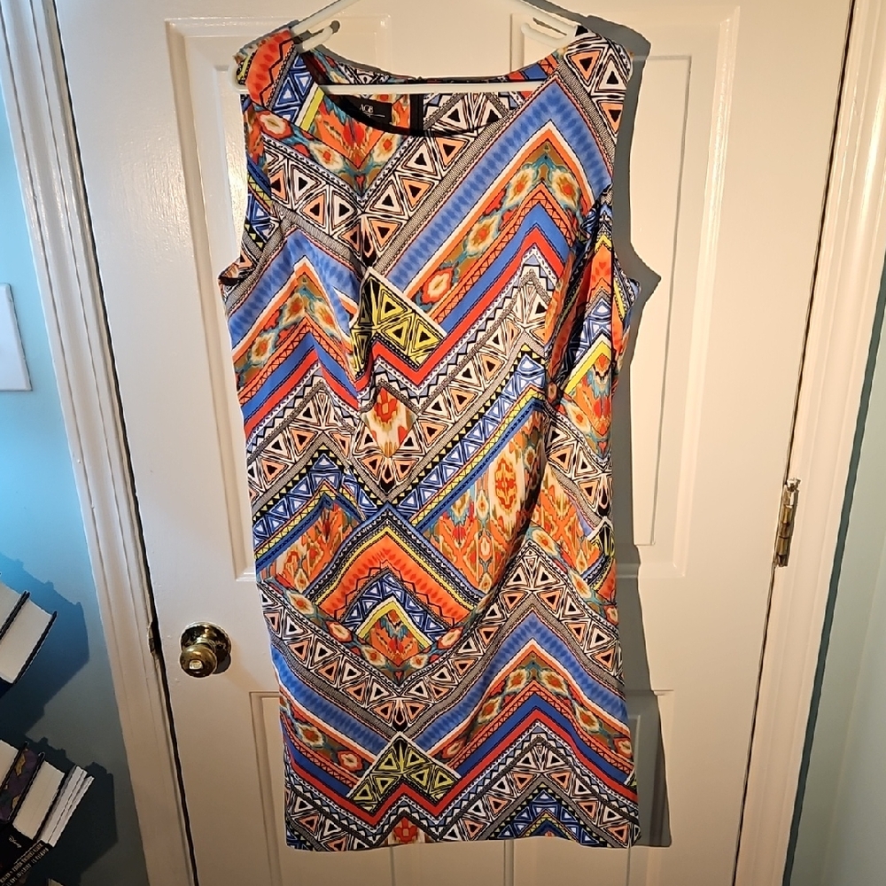 Vibrant Chevron Pattern Mini Dress - image 1
